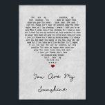 You Are My Sunshine Gray Heart Song Lyric Print<br><div class="desc">Your favorite song lyrics and music made into wall art. You can give to your spouse as a wedding anniversary gift to remember your first dance song or give as a wedding song lyrics gift for a newlywed couple. You could also give as a song lyrics gift for a unique...</div>