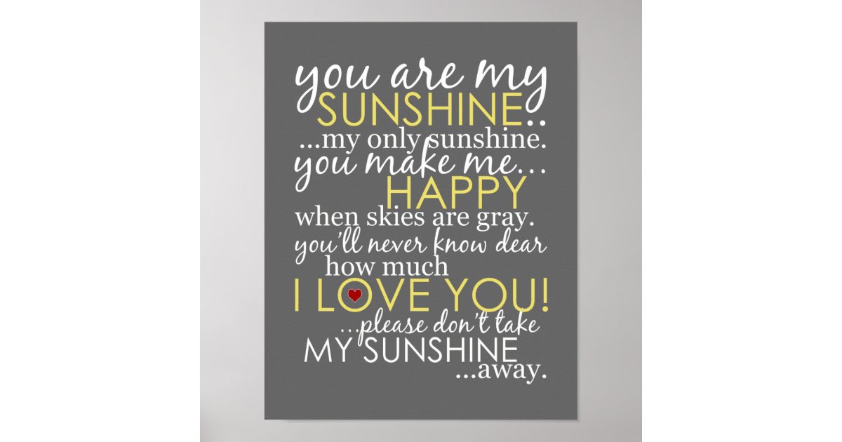  You are My Sunshine My Only Sunshine Lyrics Framed