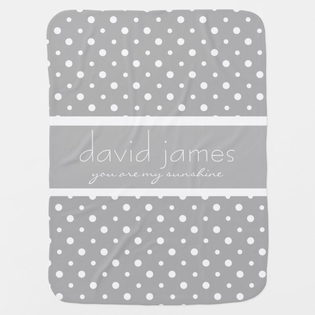 You are my sunshine, Gray/White Monogram Baby Blanket (Front)
