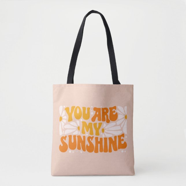 You Are My Sunshine Groovy Graphic Tote Bag (Front)