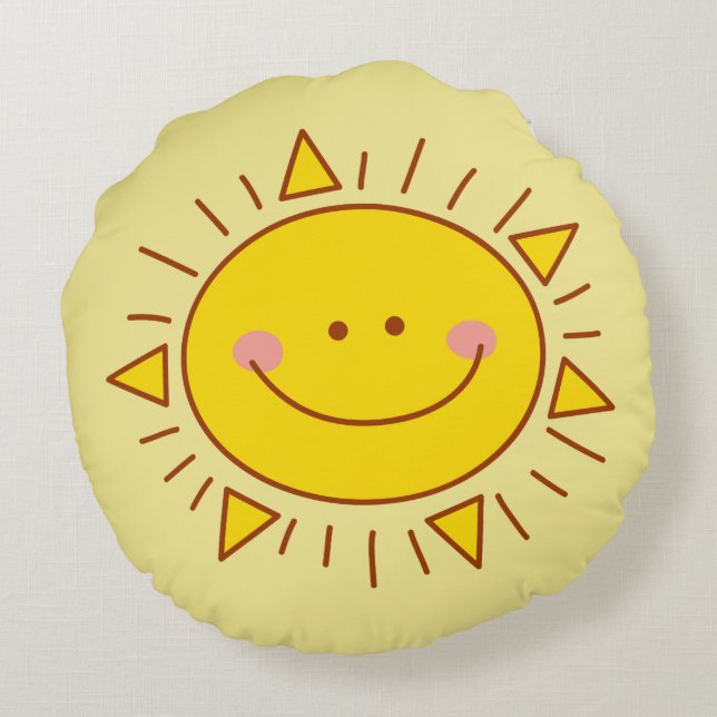 You Are My Sunshine Happy Cute Sunny Day Round Pillow (Back)