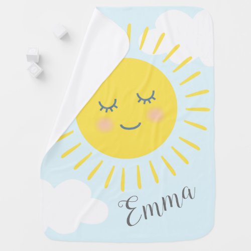 You are my sunshine happy sun illustrated baby blanket