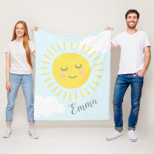 You are my sunshine happy sun illustration fleece blanket