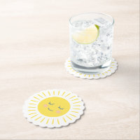 You are my sunshine happy sun paper coaster Zazzle