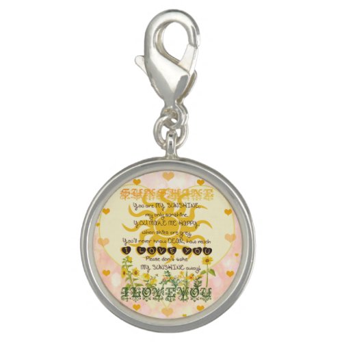 You are my sunshine heart design charm