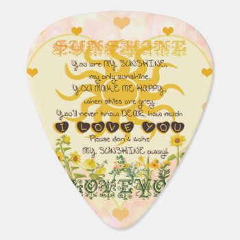 You Are My Sunshine Heart Design Guitar Pick by HeartsonEverything at Zazzle