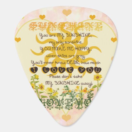 You Are My Sunshine Heart Design Guitar Pick
