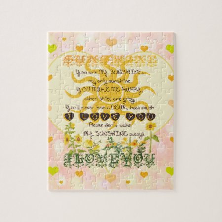 You Are My Sunshine Heart Jigsaw Puzzle
