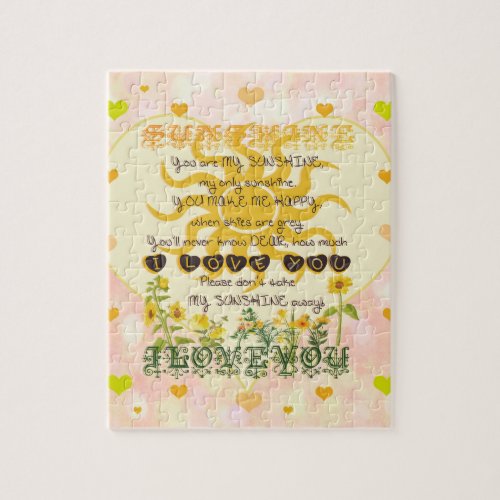 You Are My Sunshine Heart Jigsaw Puzzle