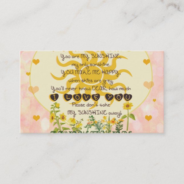 You Are My Sunshine Hearts Business Card (Front)
