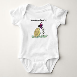You Are My Sunshine Hedgehog and Coneflower Print Baby Bodysuit