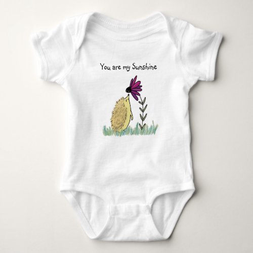 You Are My Sunshine Hedgehog and Coneflower Print Baby Bodysuit