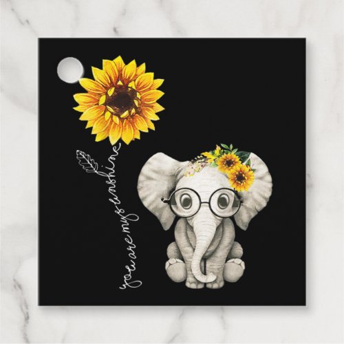 You Are My Sunshine Hippie Sunflower Elephant Favor Tags