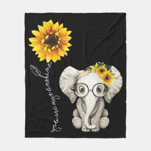 You Are My Sunshine Hippie Sunflower Elephant Fleece Blanket