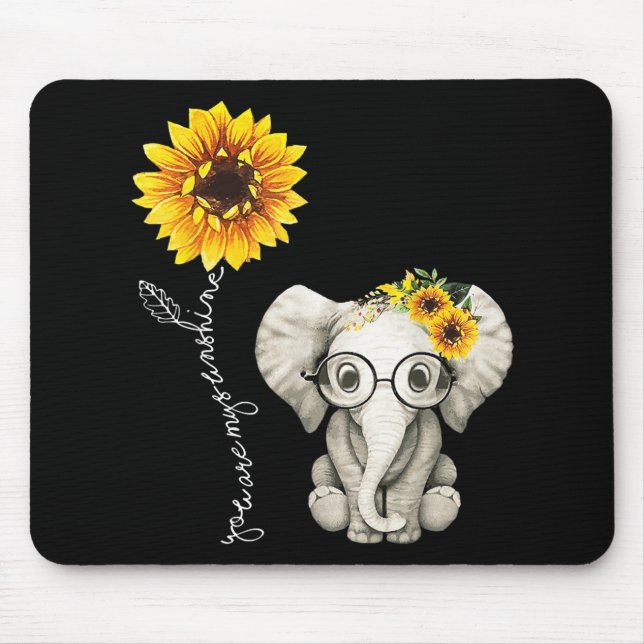 You Are My Sunshine Hippie Sunflower Elephant Gift Mouse Pad (Front)