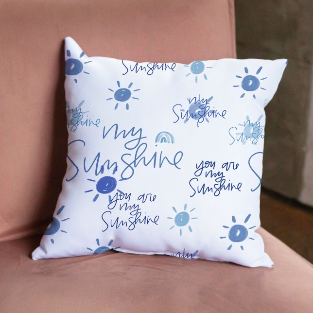 You Are My Sunshine in Blue Reversible Throw Pillow (You Are My Sunshine in Blue Reversible Throw Pillow)