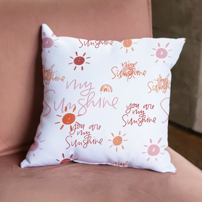 You Are My Sunshine in Red Reversible Throw Pillow (You Are My Sunshine in Red Reversible Throw Pillow)