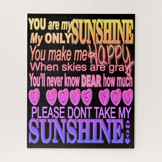 You Are My Sunshine in Vibrant Colors Jigsaw Puzzle (Vertical)