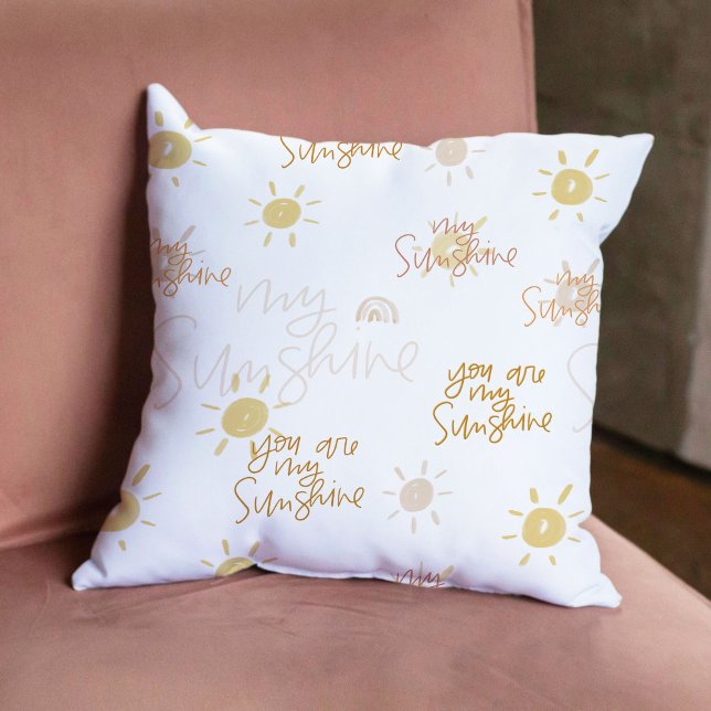 You Are My Sunshine in Yellow Reversible Throw Pillow (You Are My Sunshine in Yellow Reversible Throw Pillow)