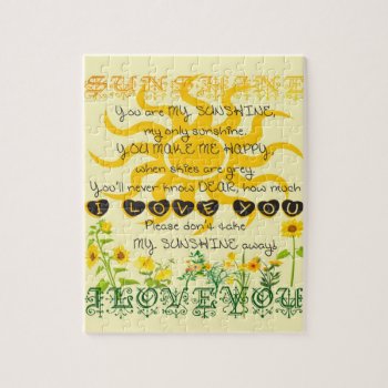 You Are My Sunshine In Yellow With Hearts Jigsaw Puzzle by AmelianAngels at Zazzle
