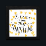You Are My Sunshine Jewelry Box<br><div class="desc">Yellow watercolor hearts background with modern calligraphy quote you are my sunshine. Vector design for cards  | Bigstock® - All Rights Reserved.</div>