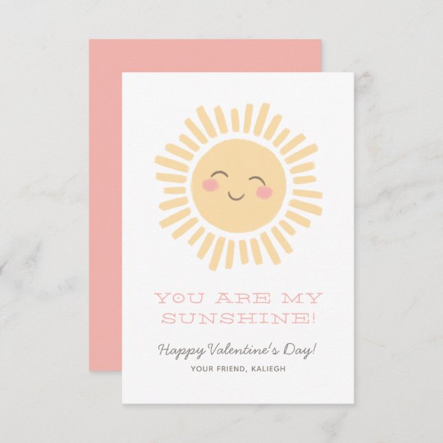 You are my Sunshine Kids Classroom Valentine Day Note Card (Front/Back)