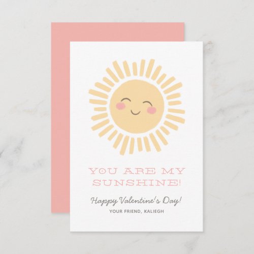 You are my Sunshine Kids Classroom Valentine Day Note Card