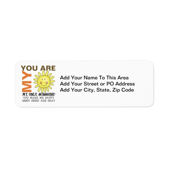 You Are My Sunshine Label (Front)