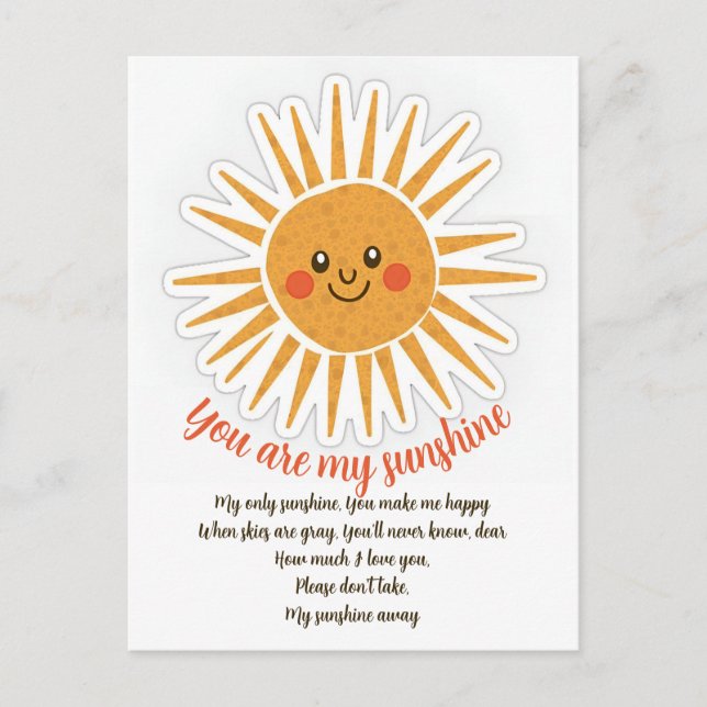You are my sunshine lyrics greeting card (Front)