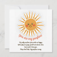 You are my sunshine lyrics greeting card