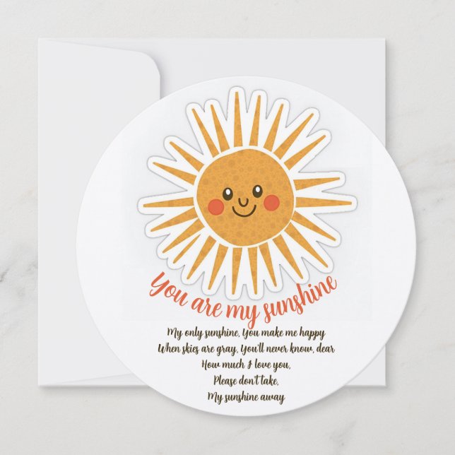 You are my sunshine lyrics greeting card (Front)