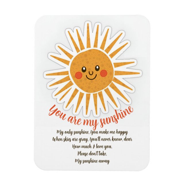 You are my sunshine lyrics  magnet (Vertical)