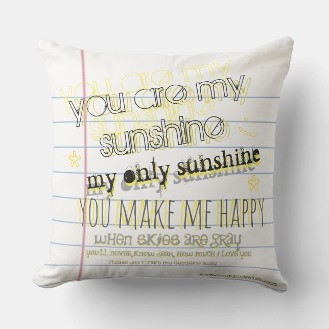 You are my Sunshine -Notebook Paper Graphic Pillow (Front)