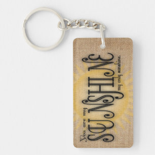 You Are My Sunshine on Burlap Keychain