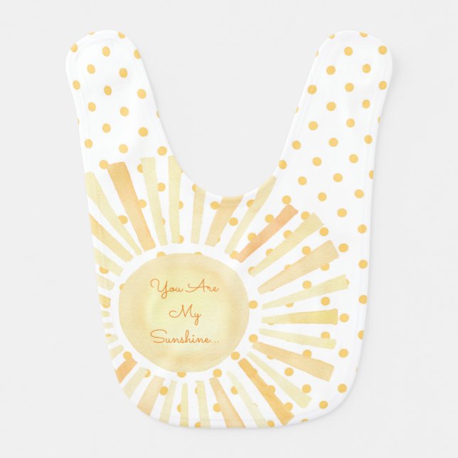 You Are My Sunshine Orange Yellow White Baby Bib (Front)