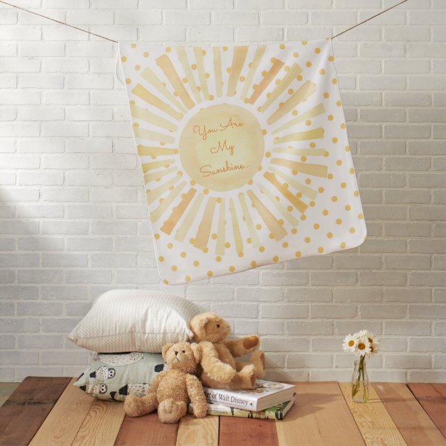 You Are My Sunshine Orange Yellow White Watercolor Baby Blanket (In Situ)