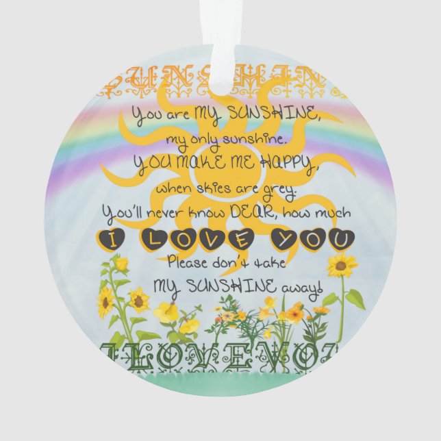 You Are My Sunshine Ornament (Back)