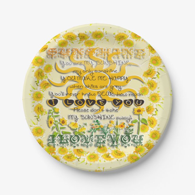 You Are My Sunshine Paper Plates (Front)