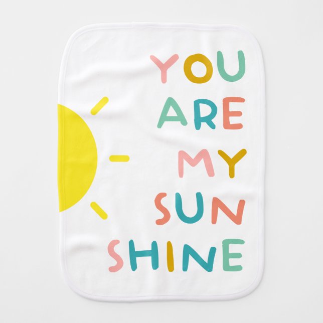 You Are My Sunshine Pastels Baby Burp Cloth (Front)