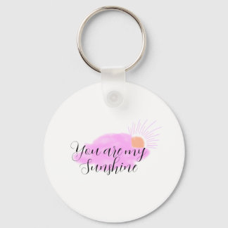 you are my sunshine pink purple sun rays clouds keychain