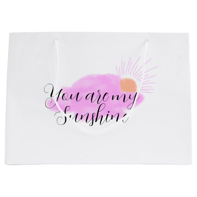 you are my sunshine pink purple sun rays clouds large gift bag (Front)