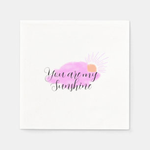 you are my sunshine pink purple sun rays clouds napkins
