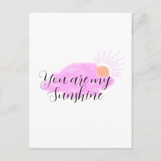 you are my sunshine pink purple sun rays clouds postcard