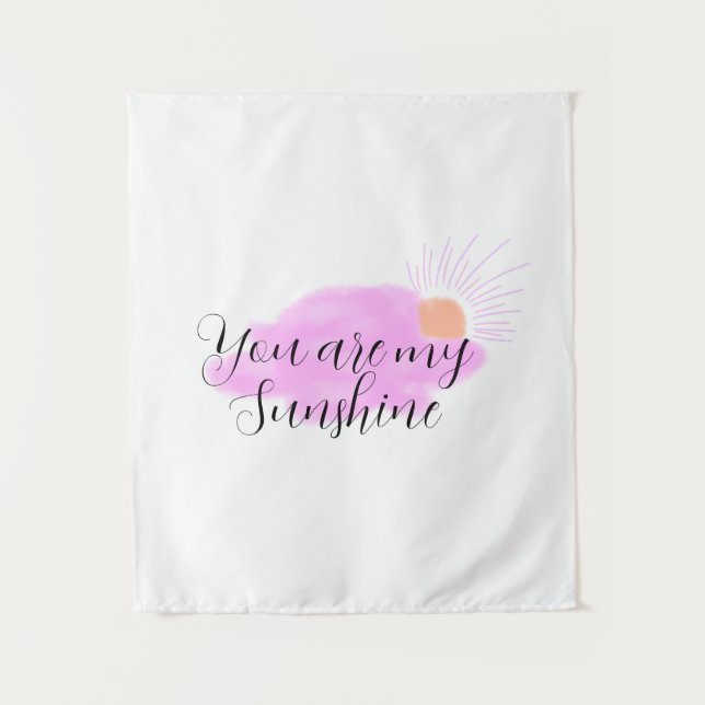 you are my sunshine pink purple sun rays clouds tapestry (Front)