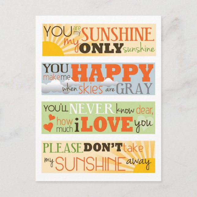 You Are My Sunshine Postcard (Front)