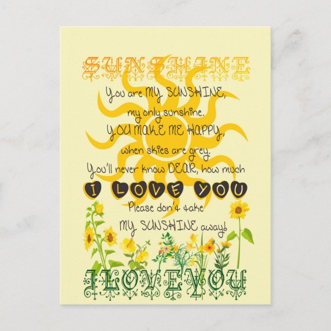 You are my sunshine... postcard (Front)