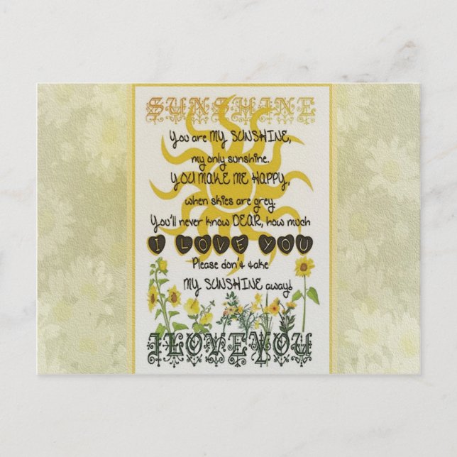 You are my sunshine postcard (Front)