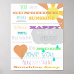 You Are My Sunshine Poster 11&quot;x14&quot; at Zazzle