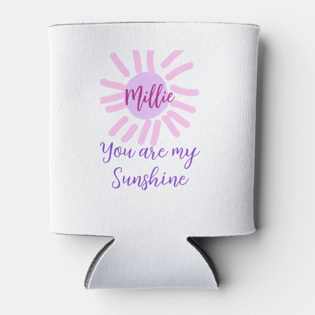 you are my sunshine purple pink pastel sun rays mo can cooler (Front)