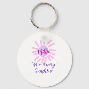 you are my sunshine purple pink pastel sun rays mo keychain